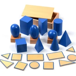 Kit sólidos geométricos de madera azules - Montessori