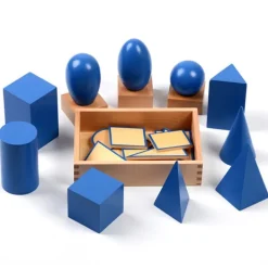 Kit sólidos geométricos de madera azules - Montessori