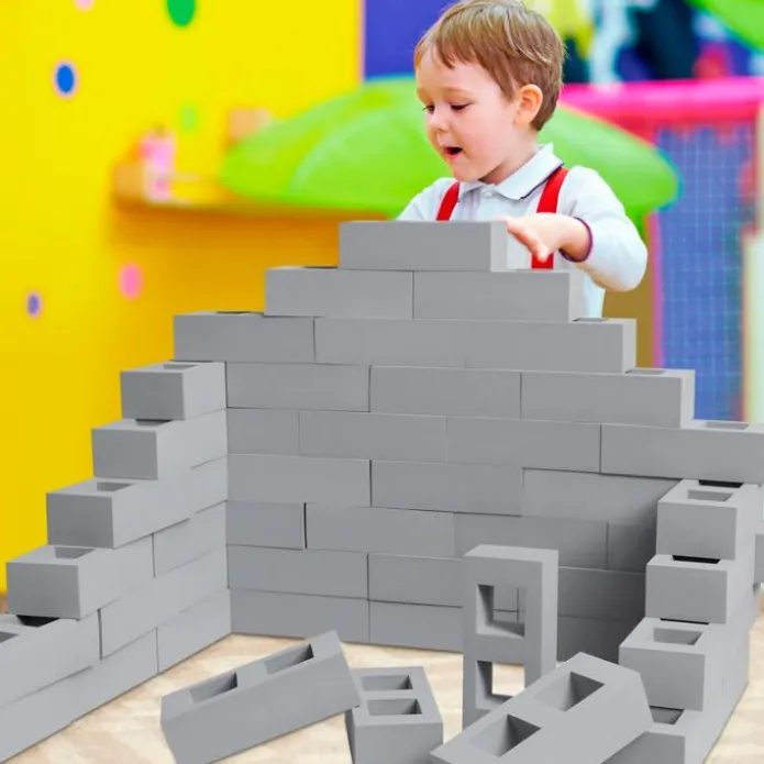 Ladrillos de construcción grandes de goma grises (20) - Playlearn