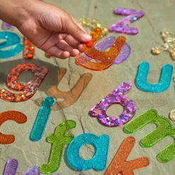 Letras abecedario minúsculas de colores con purpurina acrílicas (26) - Tickit