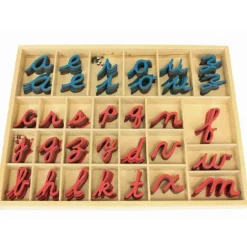 Letras alfabeto móvil pequeño cursiva minúsculas de madera - Montessori