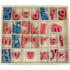 Letras alfabeto móvil pequeño imprenta minúsculas de madera - Montessori