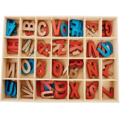 Letras alfabeto móvil pequeño mayúsculas de madera - Montessori
