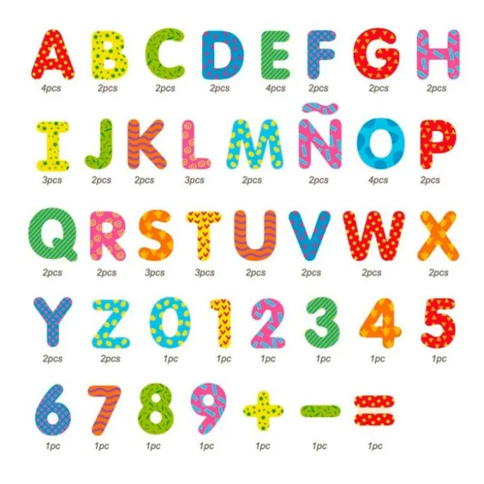 Letras mayúsculas y números magnéticos de madera (75) - Andreu Toys