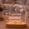 Lámpara personalizada corazón nombres o texto - Metacrilato y madera