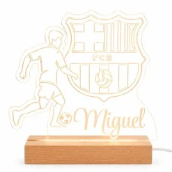 Lámpara personalizada FC Barcelona nombre - Metacrilato y madera