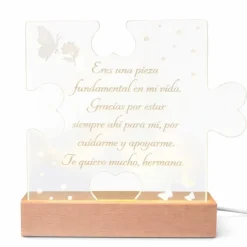 Lámpara personalizada puzle texto - Metacrilato y madera