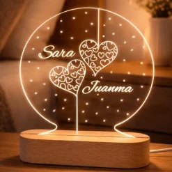 Lámpara personalizada redonda nombres - Metacrilato y madera