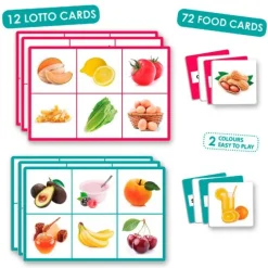 Loto 72 alimentos con imágenes y nombres en idiomas - Akros