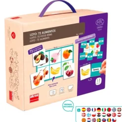 Loto 72 alimentos con imágenes y nombres en idiomas - Akros