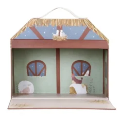 Maletín con portal de Belén de madera - Little Dutch