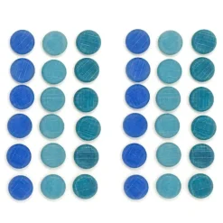 Mandala monedas con 36 monedas pequeñas de madera colores azules - Grapat