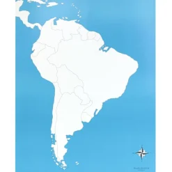 Mapa de América del Sur sin nombres - Montessori