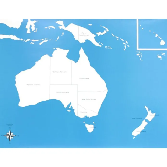 Mapa de Australia con nombres - Montessori