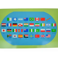 Mapa del mundo de madera con banderas - Montessori