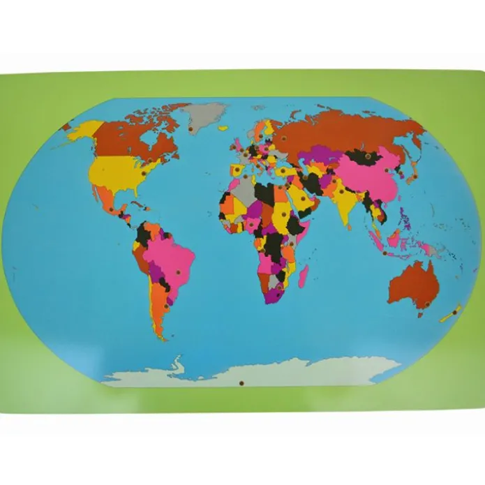 Mapa del mundo de madera con banderas - Montessori