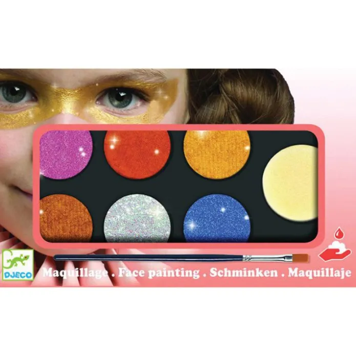 Maquillaje paleta 6 colores efecto purpurina - Djeco