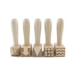 Martillos de madera con patrones para plastilina y arena (5) - Deukaliptus