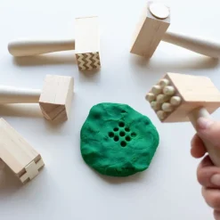 Martillos de madera con patrones para plastilina y arena (5) - Deukaliptus