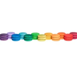 Monedas de madera colores arcoíris y pastel (36) - Grapat