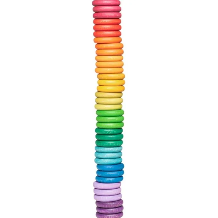 Monedas de madera colores arcoíris y pastel (36) - Grapat