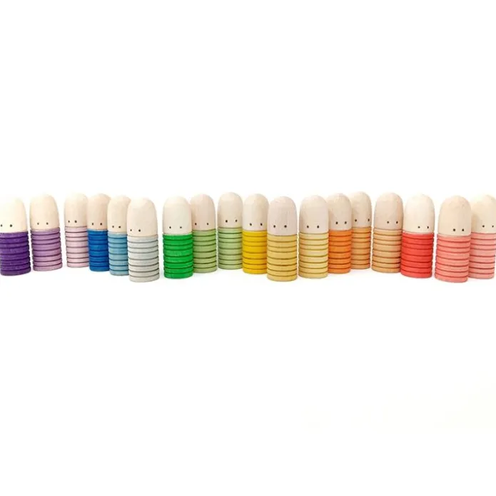 Muñecos Brotes de madera colores arcoíris y pastel (18) - Grapat