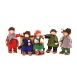 Muñecos flexibles de fieltro y madera familia (5) - Magic Wood