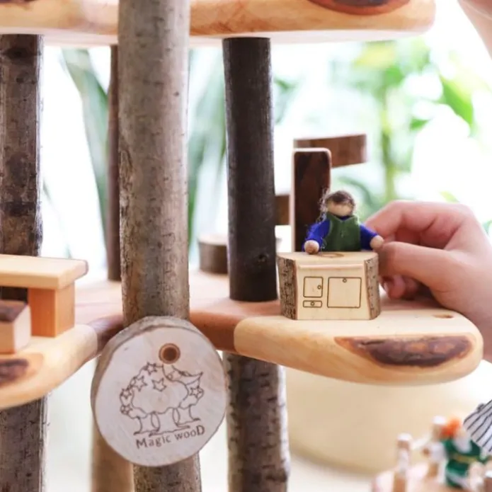 Muñecos flexibles de fieltro y madera familia (5) - Magic Wood