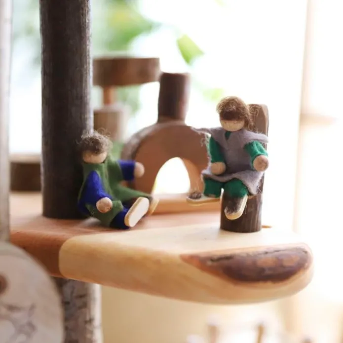 Muñecos flexibles de fieltro y madera familia (5) - Magic Wood