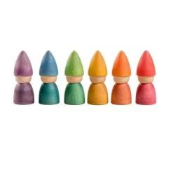 Muñecos Nins® Tomtens de madera de colores arcoíris (6) - Grapat