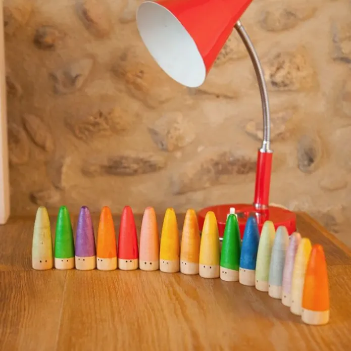 Muñecos Palos de madera colores arcoíris y pastel (18) - Grapat