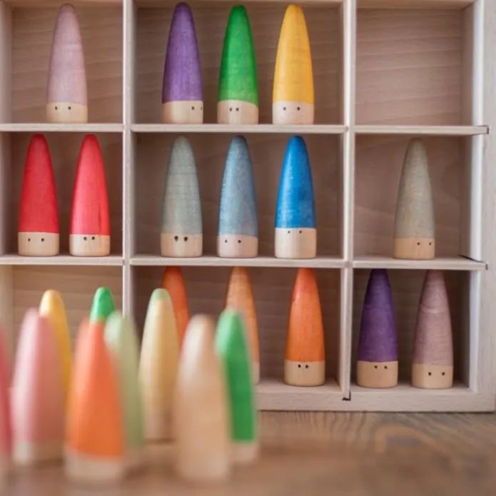 Muñecos Palos de madera colores arcoíris y pastel (18) - Grapat