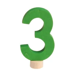 Número 3 clásico de madera verde para calendario anual circular y para la espiral - Grimm's
