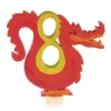 Número 8 con dragón de madera para calendario anual circular y para espiral - Grimm's