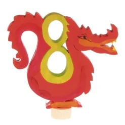 Número 8 con dragón de madera para calendario anual circular y para espiral - Grimm's
