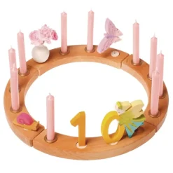 Número 0 con hada voladora de madera para calendario anual circular y para espiral - Grimm's