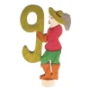 Número 9 con hombre de madera para calendario anual circular y para espiral - Grimm's