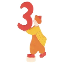 Número 3 con niño de madera para calendario anual circular y para espiral - Grimm's