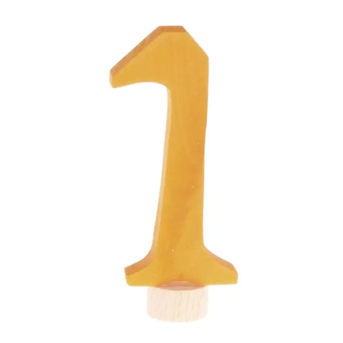 Número 1 de madera amarillo anaranjado para calendario anual circular y para la espiral - Grimm's