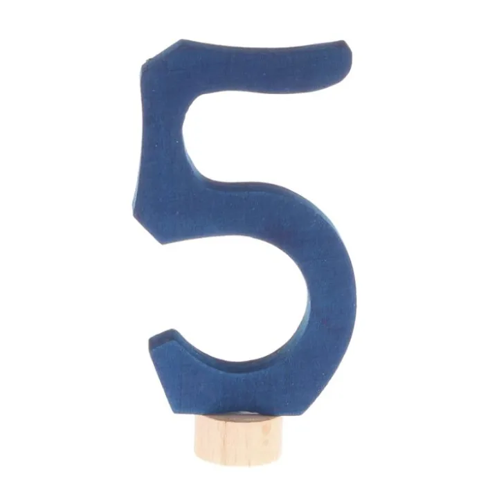 Número 5 de madera azul oscuro para calendario anual circular y para la espiral - Grimm's