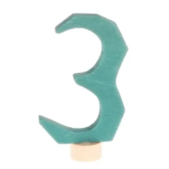 Número 3 de madera verde menta para calendario anual circular y para la espiral - Grimm's