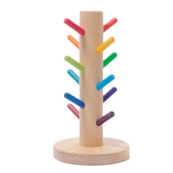 Organizador de madera para encajar y clasificar aros colores arcoíris - Grimm's