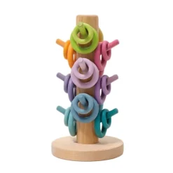 Organizador de madera para encajar y clasificar aros colores pastel - Grimm's