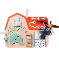 Panel de madera con actividades granja - Lilliputiens