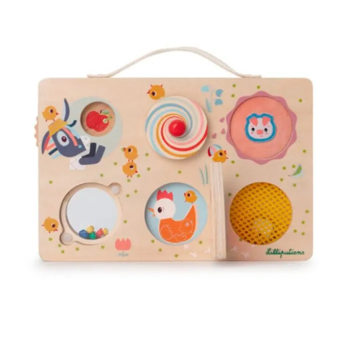 Panel de madera con actividades maleta - Lilliputiens