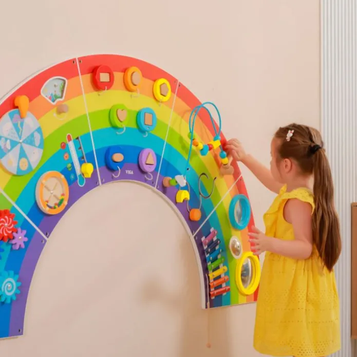 Panel de pared arcoíris con actividades - Viga