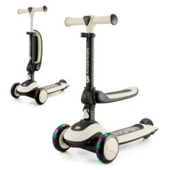 Patinete evolutivo 2 en 1 Halley blanco piedra con luces - Kinderkraft