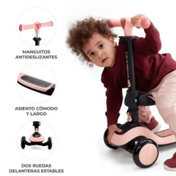 Patinete evolutivo 2 en 1 Halley blanco piedra con luces - Kinderkraft