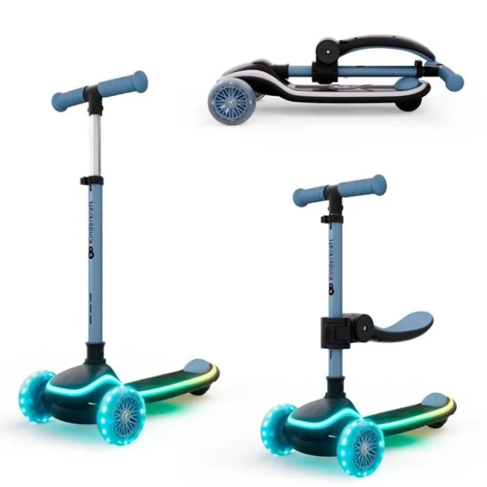 Patinete evolutivo 2 en 1 Raket Up azul con luces - Kinderkraft