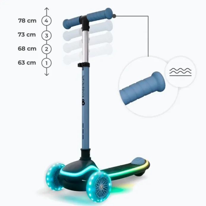 Patinete evolutivo 2 en 1 Raket Up azul con luces - Kinderkraft